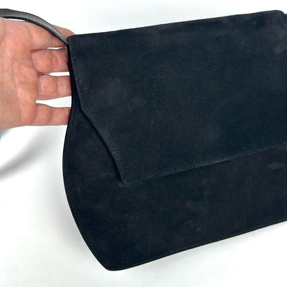 Salvatore Ferragamo Black Suede Purse Shoulder Bag Clutch Vintage Italy - Picture 8 of 14